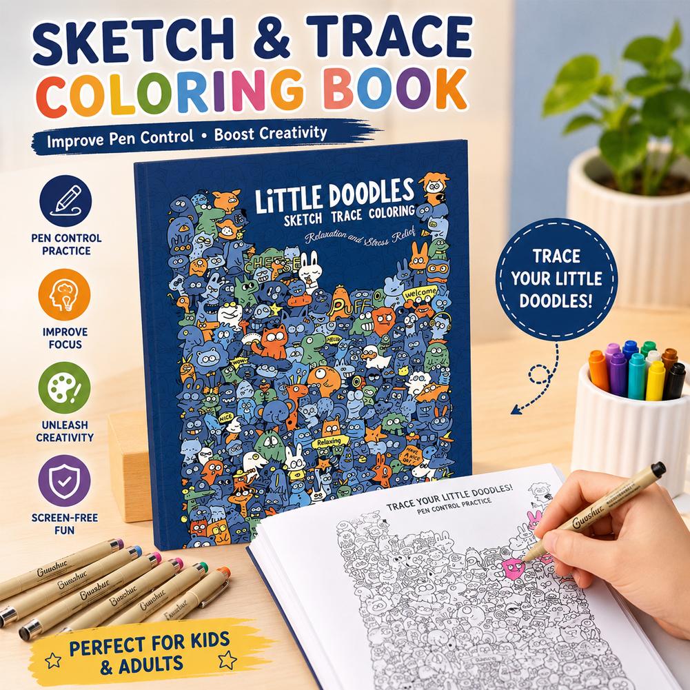 Adult Coloring Book Stress Relief - Libro da colorare con schizzi, piccoli